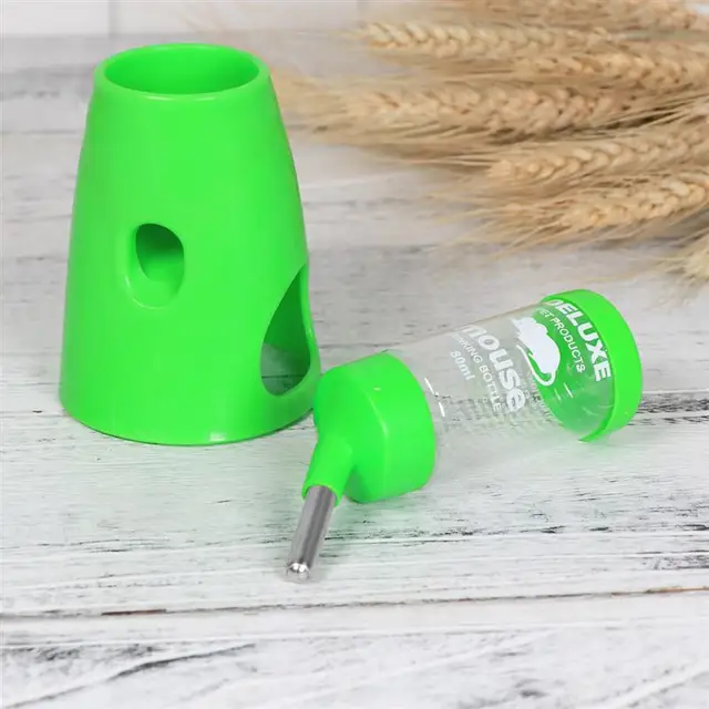 2 In 1 Hamster House Small Animal Hideout Pet Hideout Drinking Water Bottle With Plastic Base Hut Living Habitat For Hamster 4