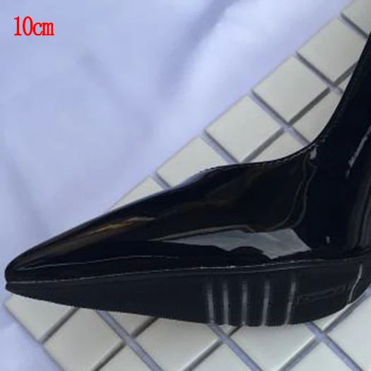 black 10cm Очень Ультра Туфли-лодочки с острым носком; серые туфли на высоком каблуке из лакированной кожи; Цвет Бордовый; 8 см; 12 см; 5 дюймов; женские серые туфли; пикантные туфли на шпильке; фетиш - Цвет: black 10cm