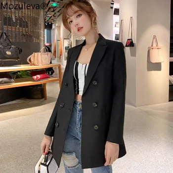 

Mozuleva Casual Double Breasted Women Blazer Jacket Notched Collar Female Jackets Fashion OL Outwear 2020 Spring Autumn Coat