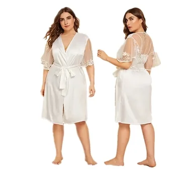 

Pajamas autumn plus size women's women's pajamas sexy cardigan pajamas loose women's home service nightdress robe 2020 delivery