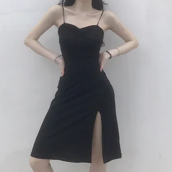 

2020 Europe and America WOMEN'S Dress Sexy Summer Base Strapped Dress High Slit Long Skirts Dress Women's