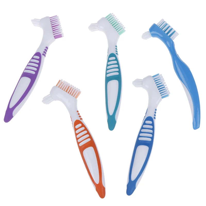 Denture Cleaning Brush Bristles & Ergonomic Rubber Handle MultiLayered