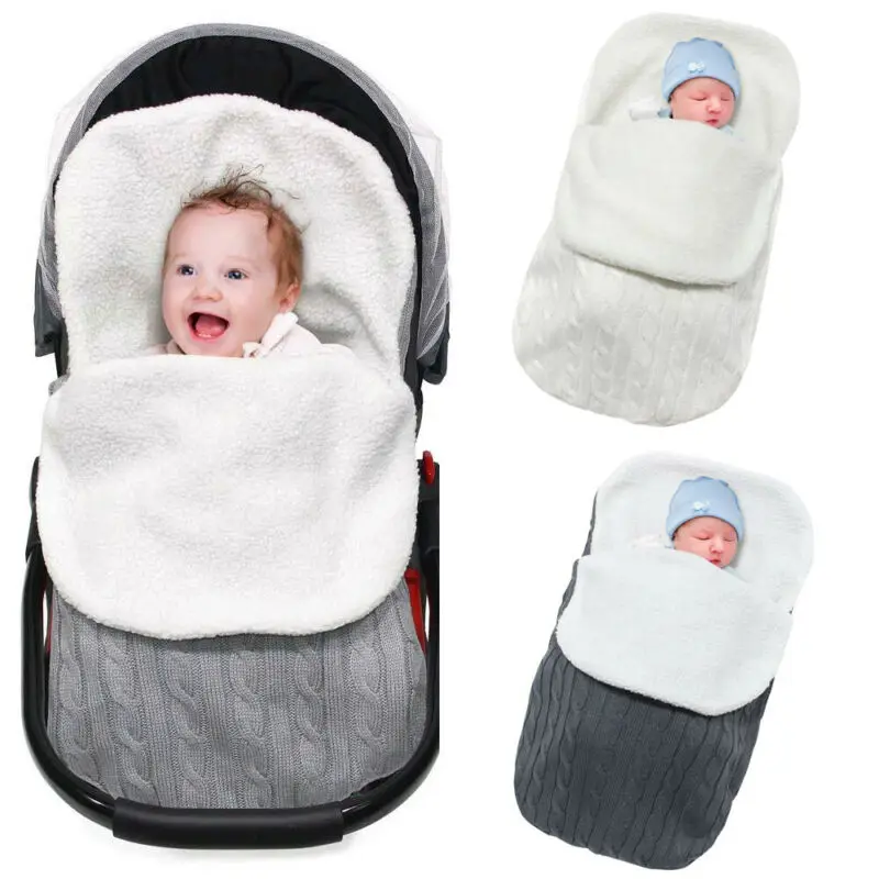 Newborn Infant Baby Blanket Knit Crochet Winter Warm Swaddle Wrap Sleeping Bag 2 Colors | Мать и ребенок