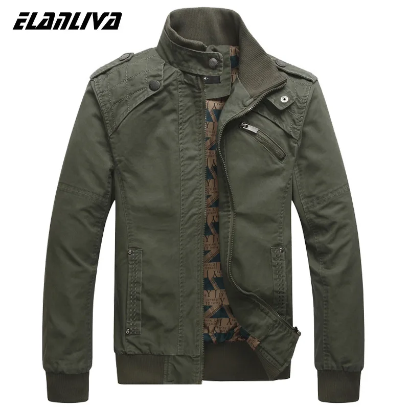 Men jacket Casual cotton washed coats Army Military Outdoors Stand collar Outerwear jaqueta masculina Coat parka mens Jackets