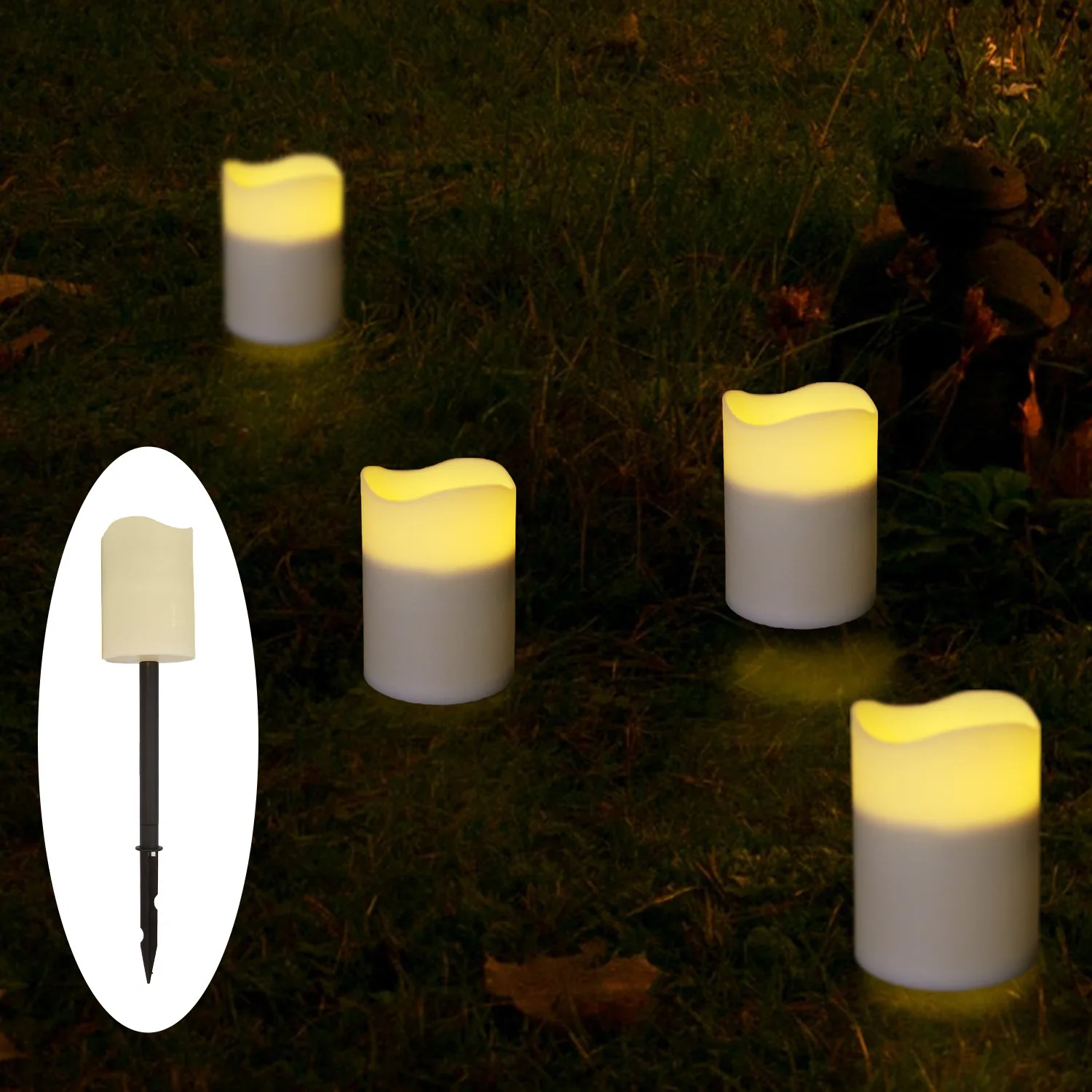 

2in1 Solar Sensor Flickering LED Candles Tea Light Auto On off Electronic Lawn Light Flameless Night Lamp Party Wedding Decors