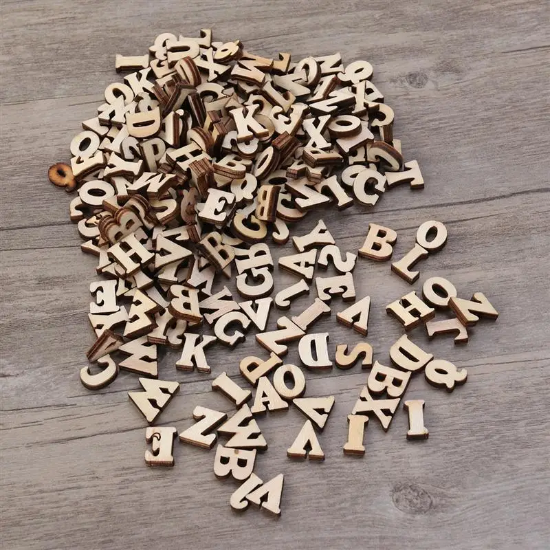 200pezzi Lettere Di Legno Naturale Per Decorazioni Te Slices Legno Per Artigianato E Scrapbooking Materiale Educativo Per Progetti Creativi