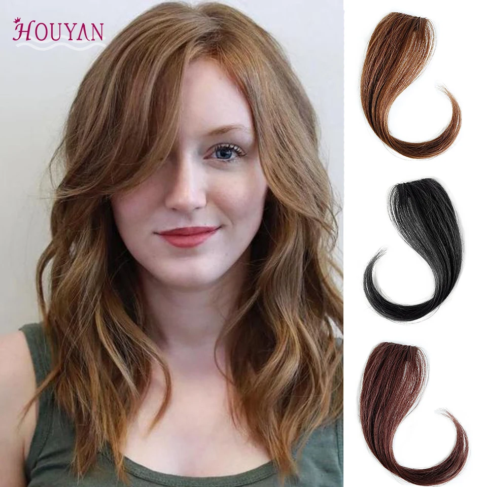 HOUYAN 25-30 см заколка для длинных волос Женская челка волосы кусок синтетическое волокно челка натуральные волосы Клип Передняя сторона имитация челок