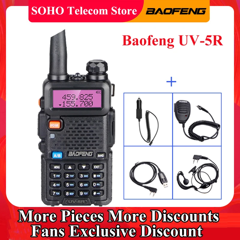 Baofeng UV-5R 5 واط اسلكية تخاطب VHF UHF المزدوج الفرقة 128 CH الهواة هام CB اتجاهين محطة راديو UV 5R المحمولة الصيد الارسال