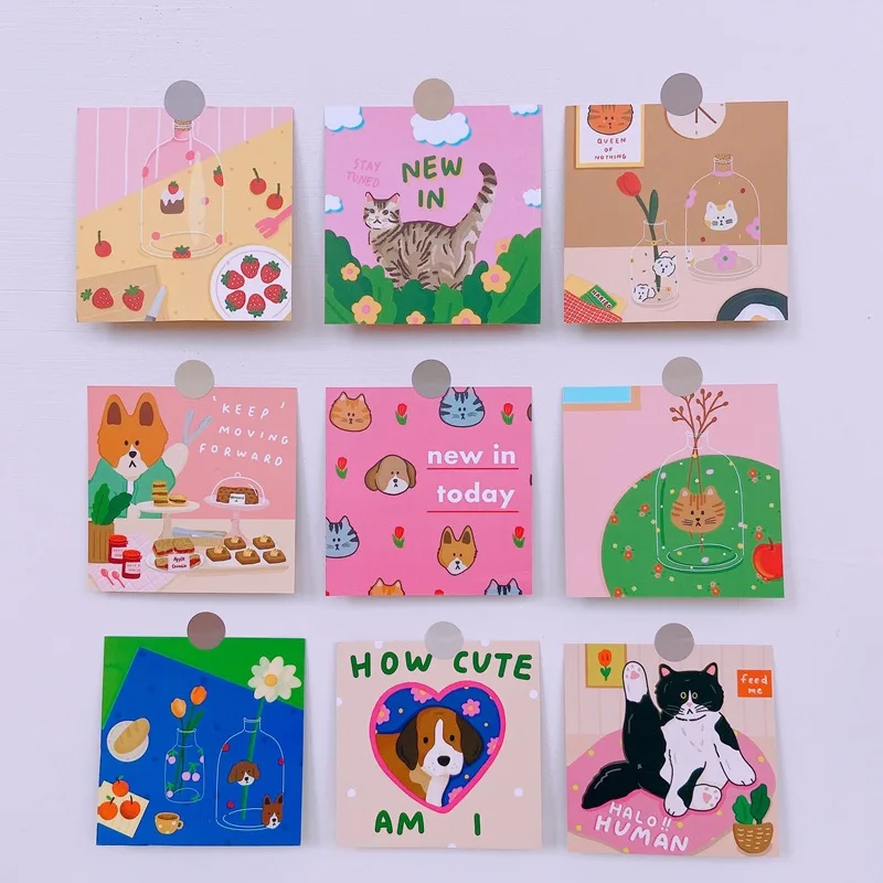 Tarjeta de gato de cómics japoneses, pegatina decorativa de pared para habitación, tarjetas de utilería para fotos, póster pequeño impermeable, suministros de decoración