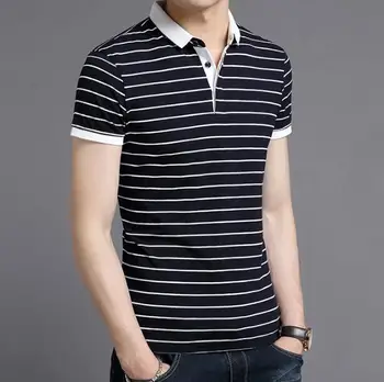 

2020 fashion top quality striped Men short sleeve cotton T-shirt