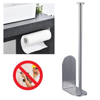 

Paper Roll Holder No Drilling Towel Rack Wall Mount Stainless Steel Self Adhesive Accessories Rustproof Tissue Stand Toilet