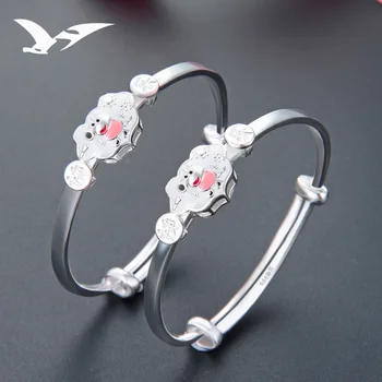 

2pcs Baby bracelet Kids jewelry Sterling silver bracelets High-end Adjustable bangles Sterling silver jewelry bracelets bangles