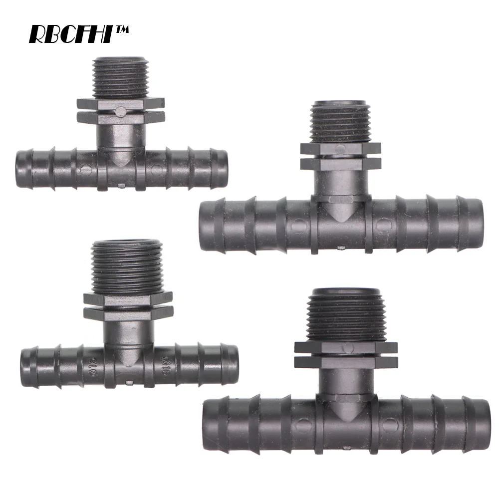 RBCFHI Garden Hose Tee 1/2" 3/4" To DN16 DN20 Male Thread Barbed