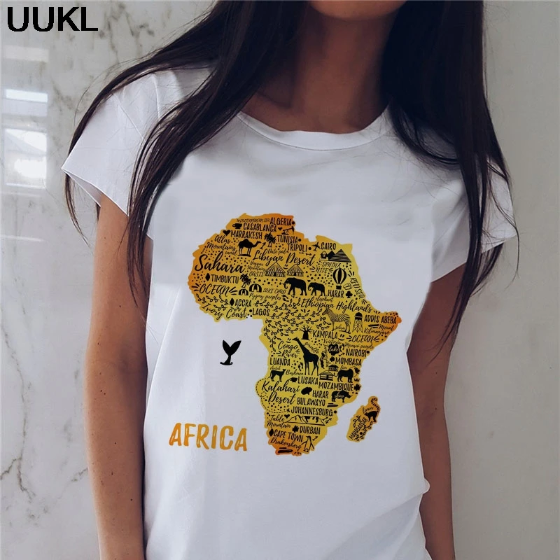 Poleras Mujer De Moda 2020 Летняя женская Футболка Harajuku с надписью африканских тарелок