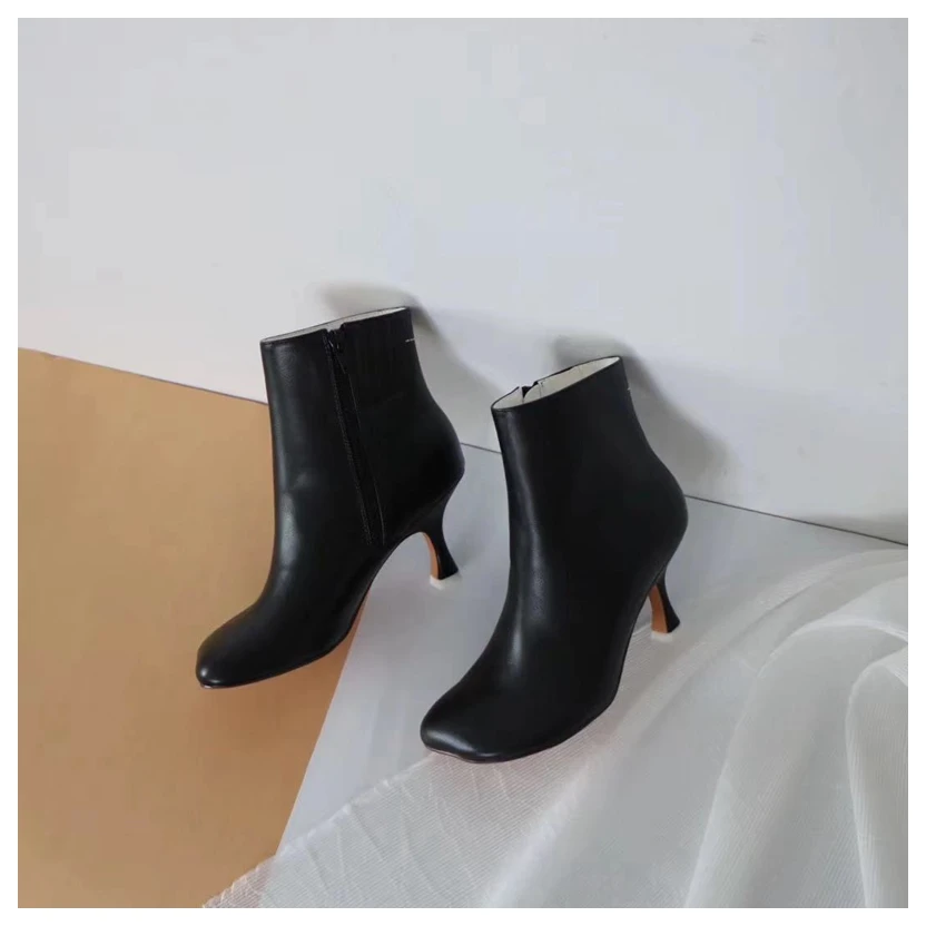 Ботильоны; женская обувь на высоком каблуке; женские ботинки на молнии с квадратным носком; брендовые ботинки «Челси»; черные короткие ботинки для женщин; zapatos de mujer