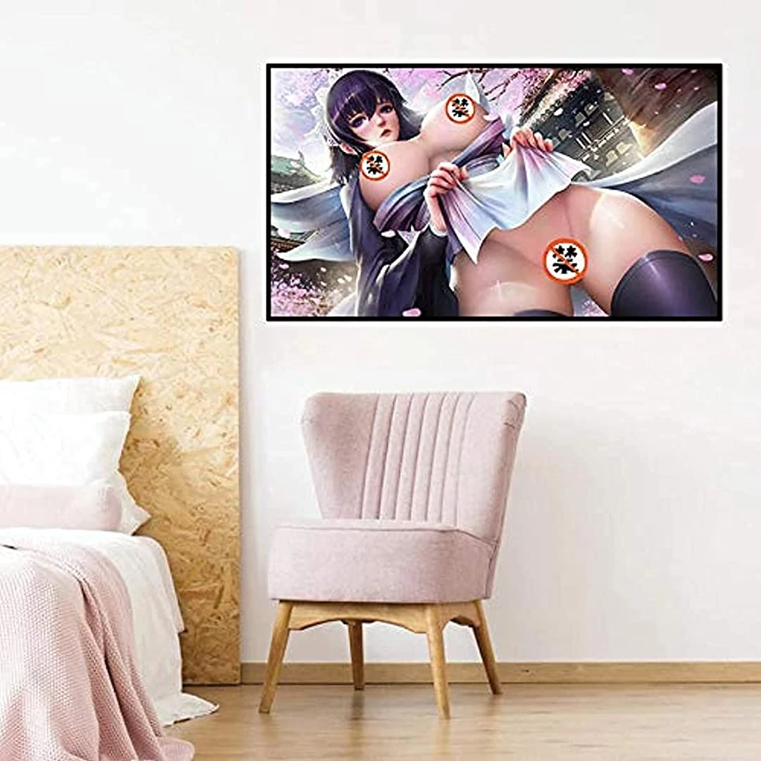 アニメセクシーな裸12巨乳ガール壁アートエロr18ポスター漫画かわいいガールセクシーボディキャンバス絵画少年の寝室 絵画 書道 Aliexpress
