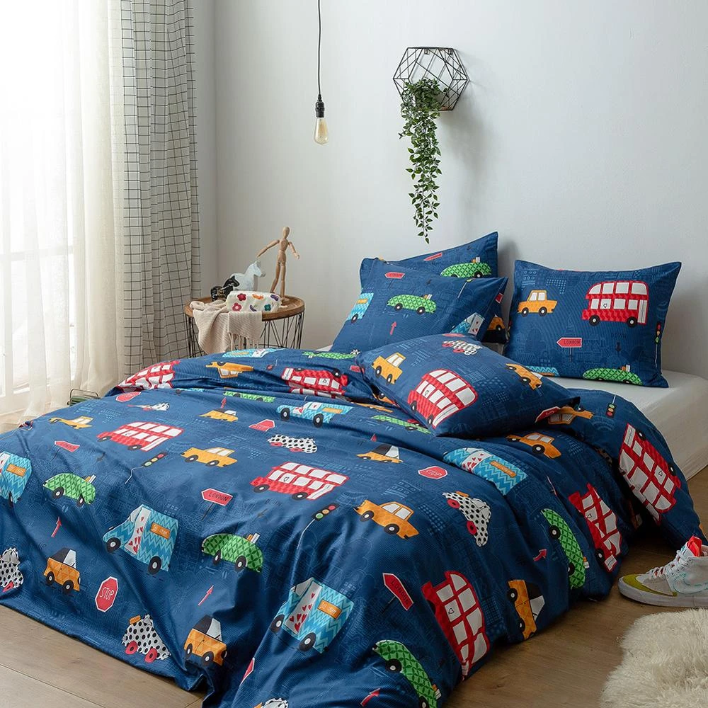 Gaya Kartun 2 3pcs Set Seprai Kamar Anak Cowok Mobil Sprei Set