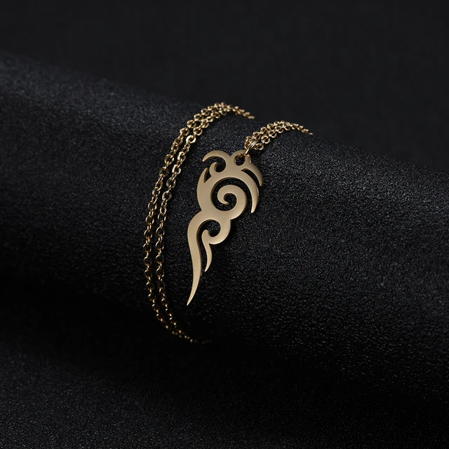 Cooltime Stainless Steel Retro Tribal Totem Easter Long Pendant Necklaces Black Amulet Necklace Jewelry Christmas Gift 4