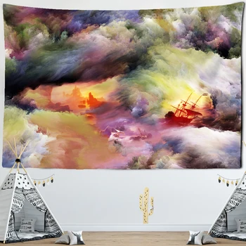 

Sailing In The Clouds Mirage Tapestry Colorful Clouds Celestial Hippie Carpets Dorm Decor Psychedelic Witchcraft Wall Hanging