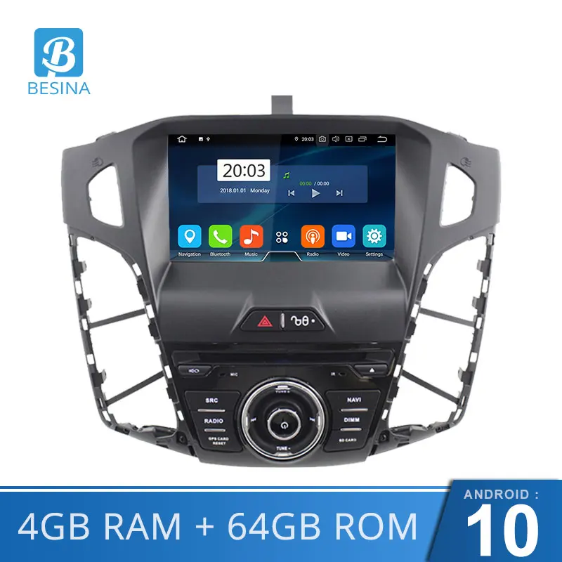Автомобильный DVD-плеер Besina 8 ядер Android 10 0 для Ford Focus 2012 2013 2014 Wi-Fi GPS-навигация радио