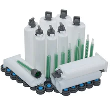

10pcs Epoxy Glue Empty Cartridge 50ml 1:1 AB Glue Cartridge PP Mixer Dual Barrel with 10pcs Static Mixing Nozzle Mixer Tube Tool