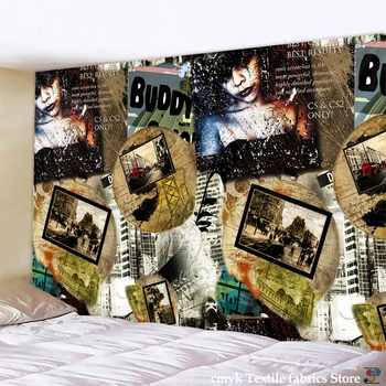 

Splicing Old Posters Tapestry Retro Art Wall Hang Hippie Background Decoration Polyester Home Decoration
