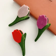

2021 Trendy Design Acetic Colorful Tulip Flowers Hair Clip Claws Sweet Flower Hairpin for Women New Hair Accessories Hair Claws