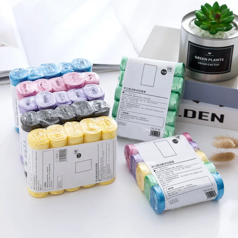 100pcs High Quality Reinforced Garbage Bag New Material Color Kitchen Bathroom Household Point Break Plastic Trash Bags