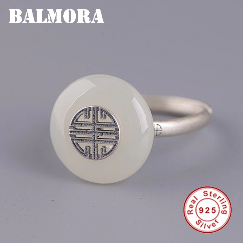 

BALMORA Real 925 Sterling Silver Vintage Open Stacking Rings for Women Mother Traditional Elegant Fashion Jewelry Anillos
