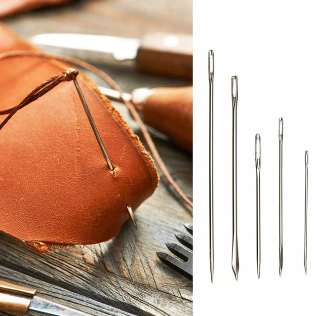 4 Pcs Silver Curved Needles Sewing Needles, Leather Needles, Weaving Needle  Heavy Duty Durable Curved Leather Hand Sewing Needles Repairing Weaving