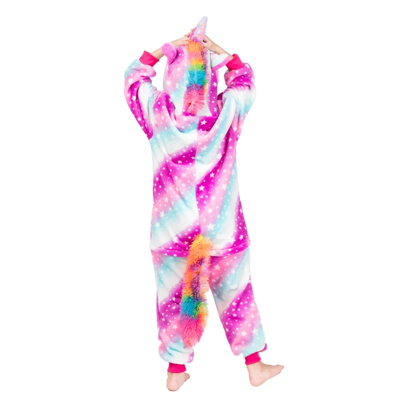 Радужная блестящая Пижама с единорогом; детская модная зимняя Пижама; Детский комбинезон для мальчиков; Пижама с покемонами и животными; одежда для сна; костюм
