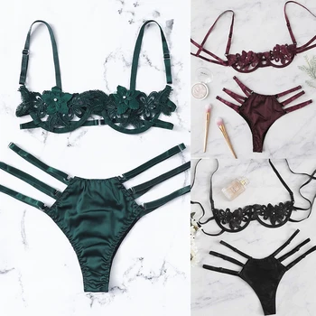 

Lace Lingerie Bra Set Sexy Lingerie Femme Unlined Women New Female Chic Brief Sets Lady Lace Flower Bra And Panties