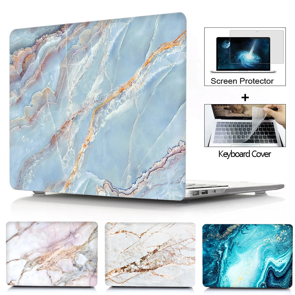 Kaufen Marmor Hard Shell Laptop Fall für Macbook Touch ID Air 13 Pro Retina 12 13 15 Neue Touch Bar Für macbook Air 13 + Tastatur Abdeckung
