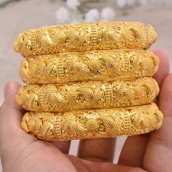 Bangles Fashion Gold Color Women Bride Wedding Bracelet Jewelry Gifts