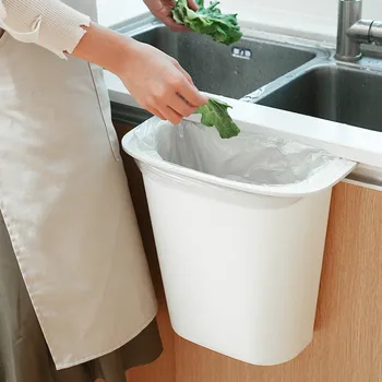 

Kitchen Behind Door Cabinet Trash Bin Mini Plastic Home Wide Open Storage Bucket Corner Space Saving Waste Basket Garbage Can