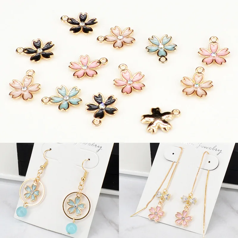 

Flower 10pcs Enamal Charms Metal Pendant Golden Color Earring DIY Fashion Jewelry Accessories