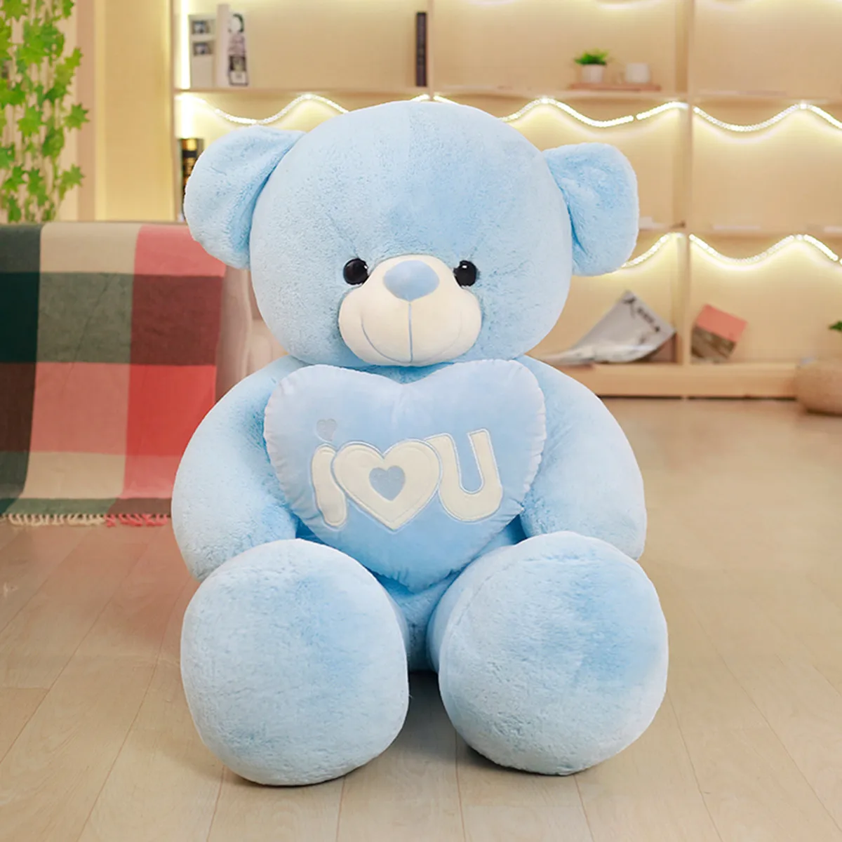 

Pink Confession Bear Holding Heart Plush Toys Large Size Doll Customizable Creative Gift
