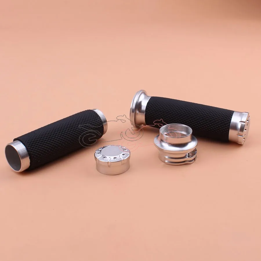 Серебряный алюминий+ Ruber противоскользящие 1 ''25 мм мотоциклетные ручки для Harley Sportster Touring Dyna Softail VRSC на заказ