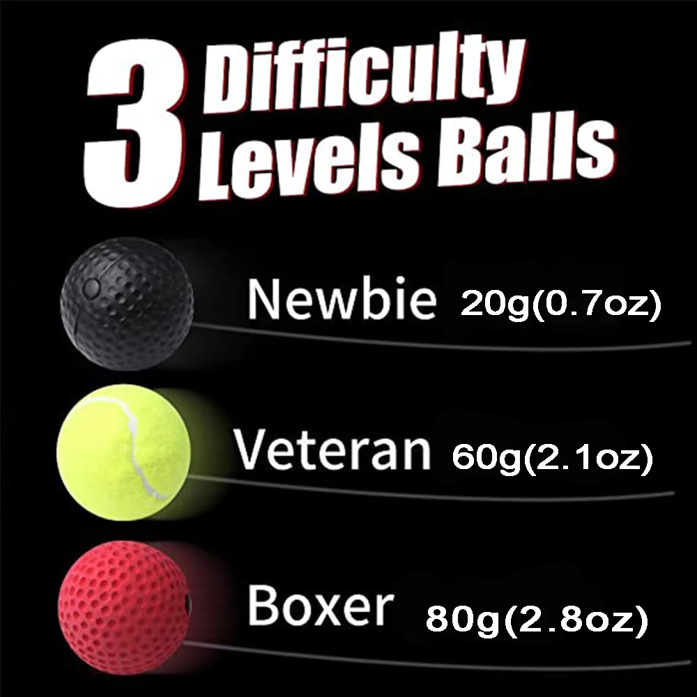 Boxing Reflex Speed Punch Ball Head-mounted PU Rubber Tennis Raising Reaction Hand Eye Training Gym Home Fitness Headband Balls head mounted speed ball boxing speed ball boxing reaction ball
