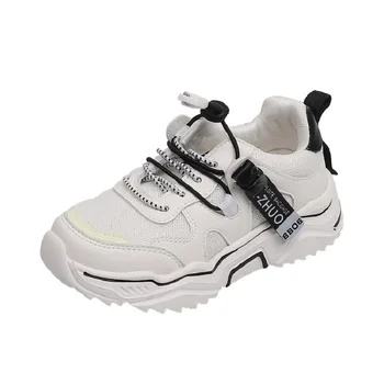 

2019 Autumn Kid's Shoes Casuals Lace-Up Solid Round Toe Neutral Flat Heels Air mesh Non-slip 518