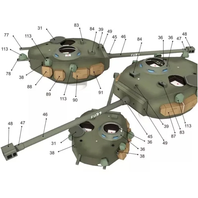 Для Fury Sherman M4A3E8 средний танк 3d бумажная модель стерео ручной работы Drawings1: 30 масштаб Военный танк игрушки для детей взрослых