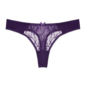 

Sexy Lace Women's G-String Femme T-back Thong Low-Rise Underwear Ultra-thin Transparent Women's Underpants Plus Size Lingerie