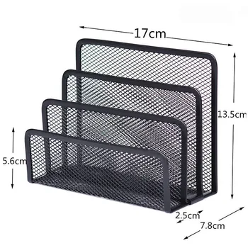 

Black Metal Mesh Desk Organizer Desktop Letter Sorter Mail Tray File Organiser Office Home Bookends Book Holder Business