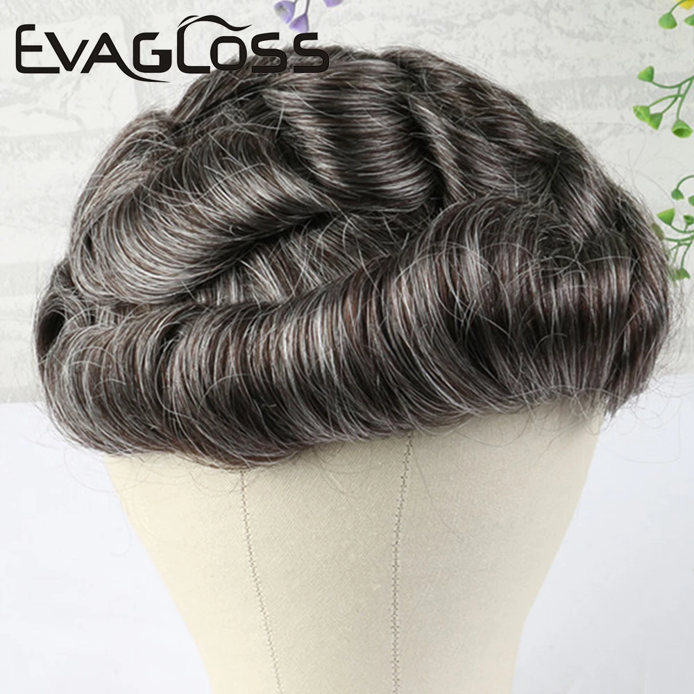 Men's Wig 0.06-0.08mm Skin PU Hair Pieces Men Toupee Unit Hair V Loop Replacement System For Male Toupee