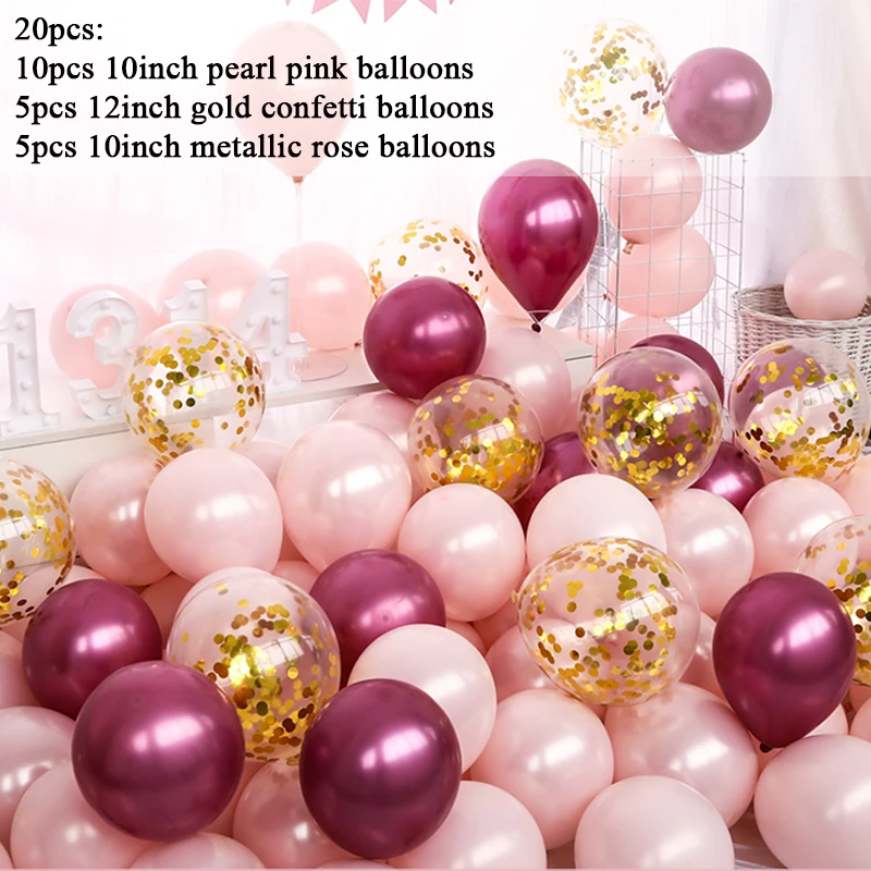 20 шт жемчужно-розовые шары набор конфетти шары хром металлик Globos День рождения Свадебные украшения баллон гелия - Цвет: 3