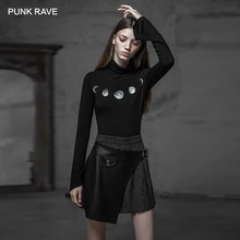 Панк рейв Женская Панк плиссированная прострочка половина юбка шерстяная решетка ПУ вечерние Клубные маятник приталенная индивидуальная короткая юбка