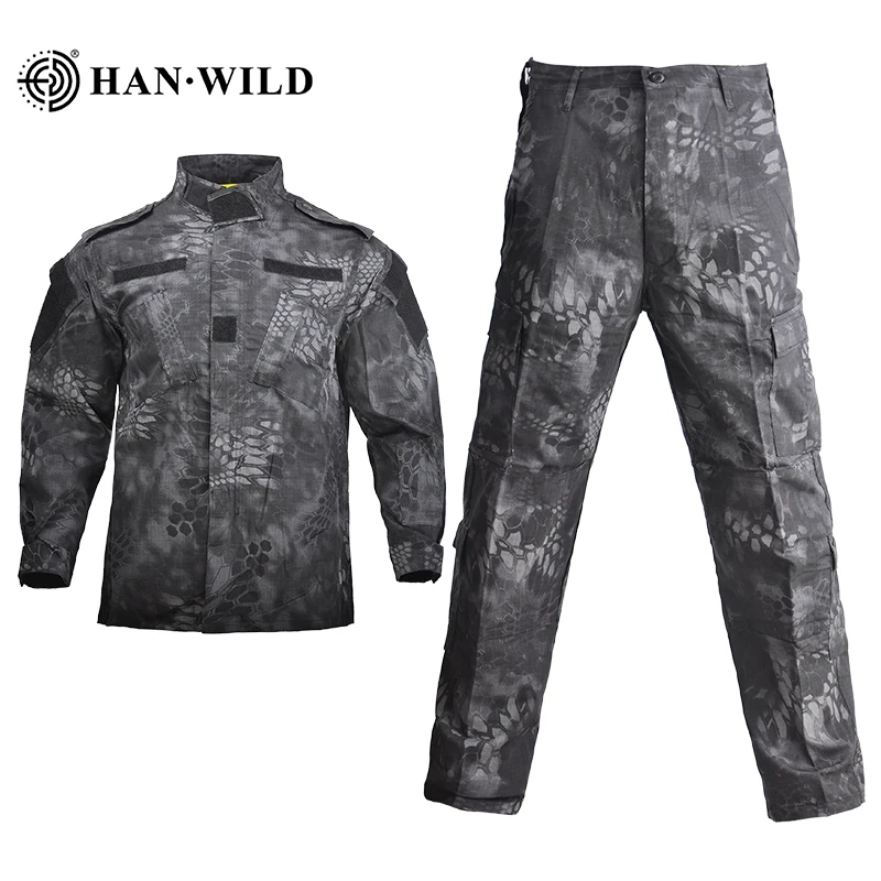 HAN WILD Army Military Uniform Tactical Suit ACU Forces Combat Shirt Coat&ampPant Trainning Sets Camouflage Militar Soldier Clothes |