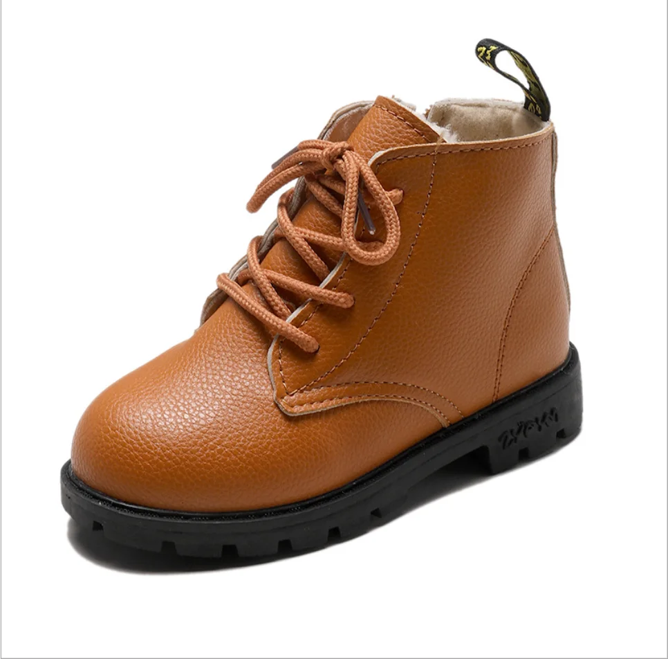 brown velvet inner Новинка года; сезон осень; модные детские удобные ботинки martin на мягкой подошве в Корейском стиле; подходят для мальчиков и девочек - Цвет: brown velvet inner