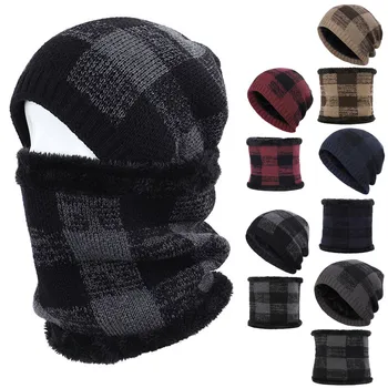 

Outdoors Riding Hats Scarf Set For Men Women Warm Thick Fleece Lined Women Warm Beanie Hat Men Women Knitted Caps Neck Warmer