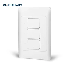 Zemismart Tuya Zigbee Smart Wall Light Switch Neutral Optional Push Button 1 2 3 Gangs Interrupter Alexa Google Home 110V 220V